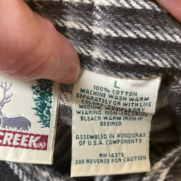 Deer Creek black and white plaid long sleeve button down shirt, size Large - Picture 6 of 7